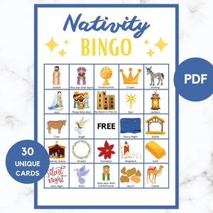 Nativity Bingo - Christmas Bingo - 30 Nativity Bingo Cards - Christmas Party Game - Nativity Game - Baby Jesus Printable Bingo - PDF