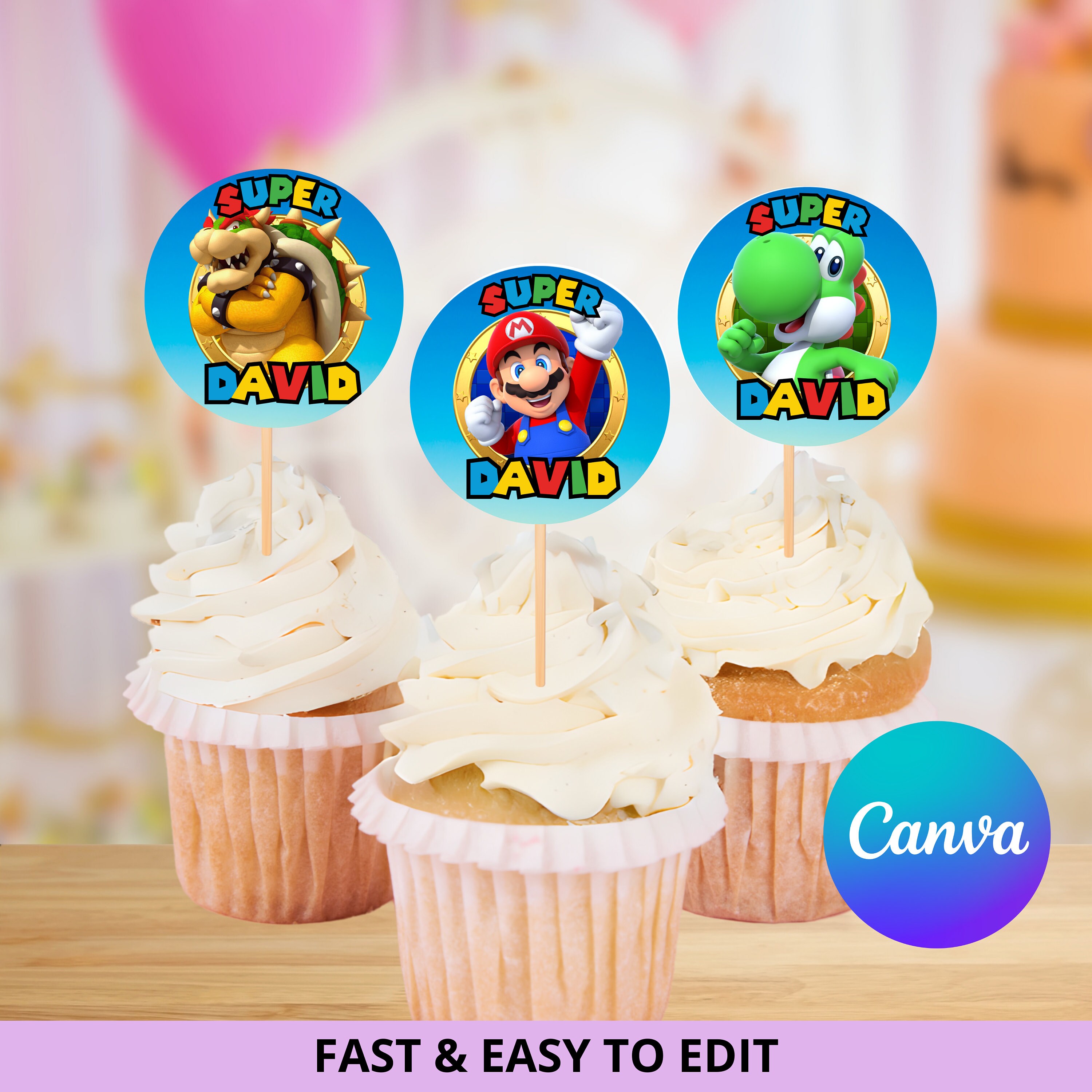 Cupcake Toppers Mario Bros Birthday Cakes Super Mario Cupcake Toppers ...