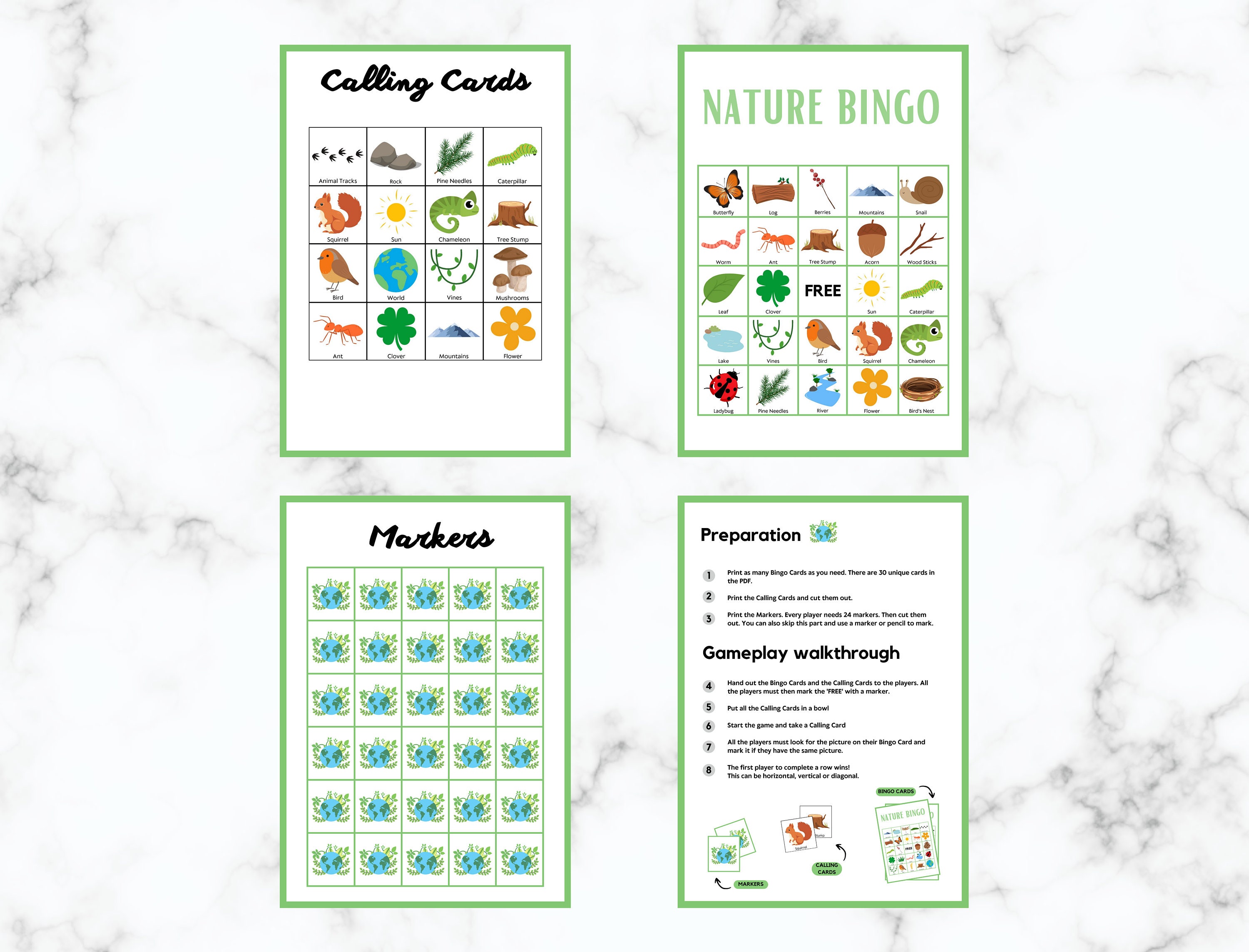 Nature Bingo - 30 Nature Bingo Cards - Nature Party Game - Nature Hike ...