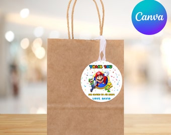 Digital Super Mario Bros Thank You Favor Tags Birthday Party Printable ...