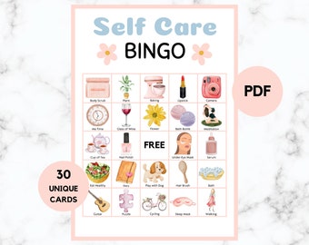 Self Care Bingo - 30 Self Care Bingo Cards - Self Care Birthday - Printable Self Care Bingo - PDF