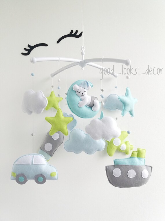 Baby Cot Transport Mobile Crib Boy Felt Mobile With A Etsy