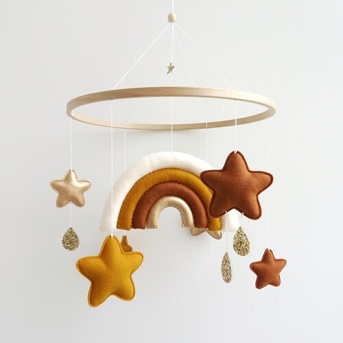 Blush Pink Neutral Rainbow Nursery Mobile Crib Mobile Baby Etsy