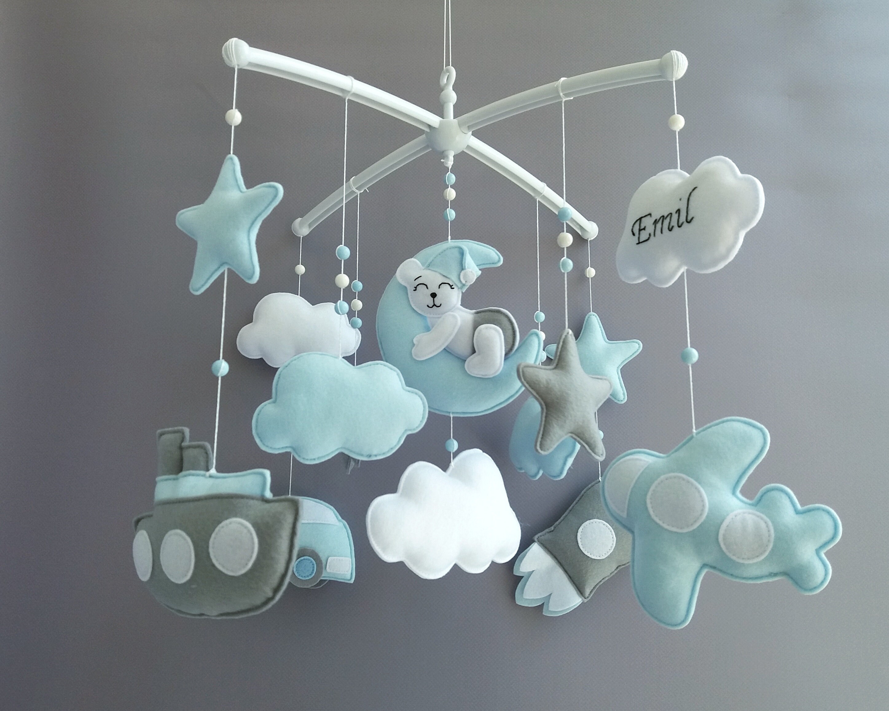 Crib baby mobile nursery for baby boy with transport sleeping Etsy