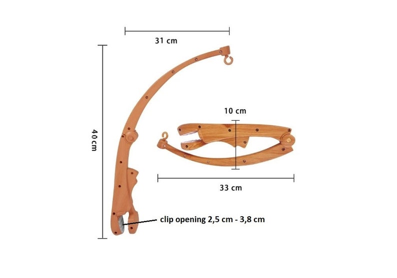 Support mobile pour lit de bébé, bras mobile et boîte à musique pour bébé, licou pour mobile, support de couleur en bois, support neutre pour chambre de bébé, support de fixation mobile pour lit de bébé image 6