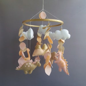 Baby Mobile Girl Dinosaur Mobile Nursery With Pink Dino For Etsy