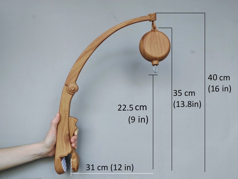 Support mobile pour lit de bébé, bras mobile et boîte à musique pour bébé, licou pour mobile, support de couleur en bois, support neutre pour chambre de bébé, support de fixation mobile pour lit de bébé wood color arm+music