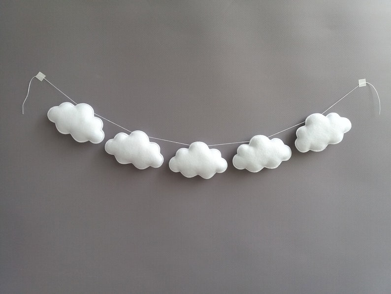 Cloud Garland Felt Garland Wall Hanging Nursery Decor for Etsy