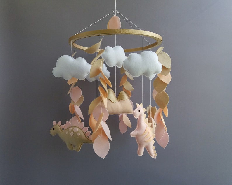 Baby Toddler Toys Baby Mobile Dinosaur Mobile Nursery With Pastel Dino Crib Mobile Hanging Mobile Kit Musical Mobile Bebe Jungle Beige Felt Mobile Toys