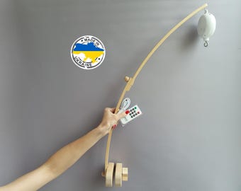 Crib mobile arm Wooden baby mobile holder Cot hanger and music box Mobile stand Mount Bracket Nursery mobile attachment