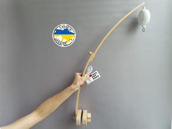 Crib mobile arm Wooden baby mobile holder Cot hanger and music box Mobile stand Mount Bracket Nursery mobile attachment