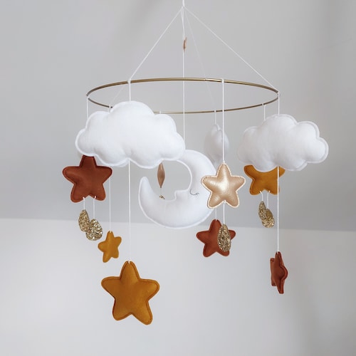 Cloud Baby Hanging Mobile Stars and Moon Mobile Nursery Etsy