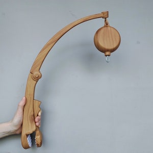 Support mobile pour lit de bébé, bras mobile et boîte à musique pour bébé, licou pour mobile, support de couleur en bois, support neutre pour chambre de bébé, support de fixation mobile pour lit de bébé wooden arm + music