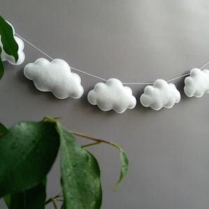 Cloud garland Felt garland Wall hanging nursery decor for girls boys kids room Gender neutral Baby shower decor garland Felt bunting