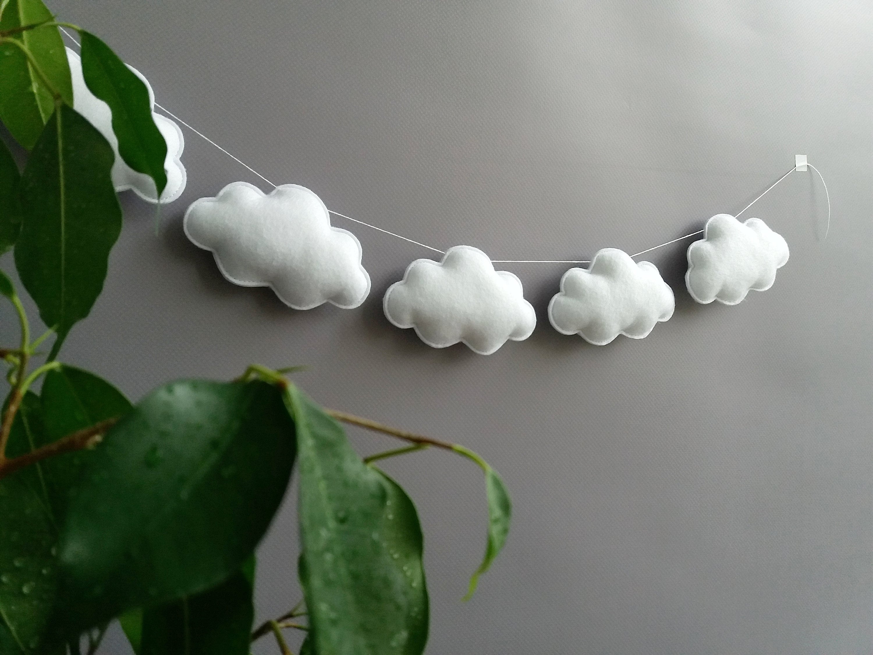 Cloud garland Felt garland Wall hanging nursery decor for girls boys kids room Gender neutral Baby shower decor garland Felt bunting