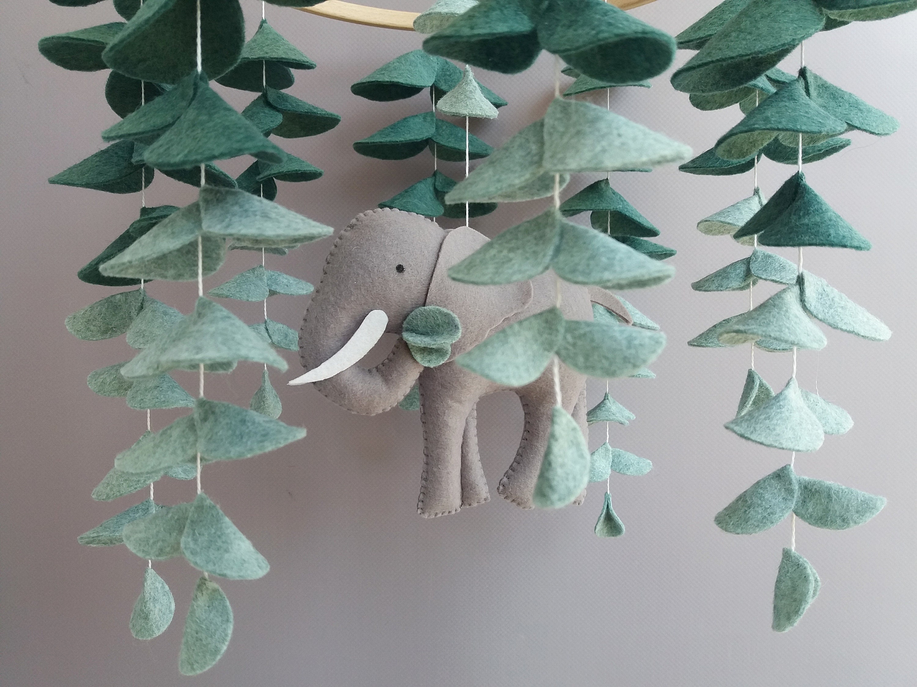 Safari Mobile Baby Elephant Mobile Nursery Eucalyptus Baby Etsy