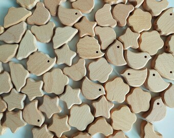 Wooden animal beads Montessori toys making Nursery decor crafting Craft supplies for Baby crib mobile Natural bead garlands DIY 3-4cm