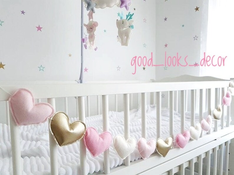 Hearts Garland for Nursery Wall Heart Decor Baby Garland Etsy