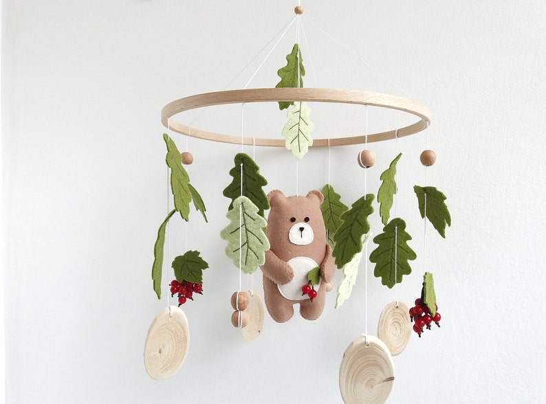 Toys Woodland Mobile Baby Mobile Nursery Forest Mobile Boy With Bear Wood Leaf Berries Hanging Crib Mobile Girl Mobile Musical Bebe Mobile Kit Baby Toddler Toys