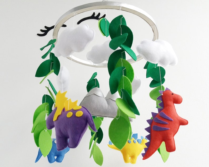 Dinosaur mobile Baby boy jungle mobile Musical mobile bebe Etsy