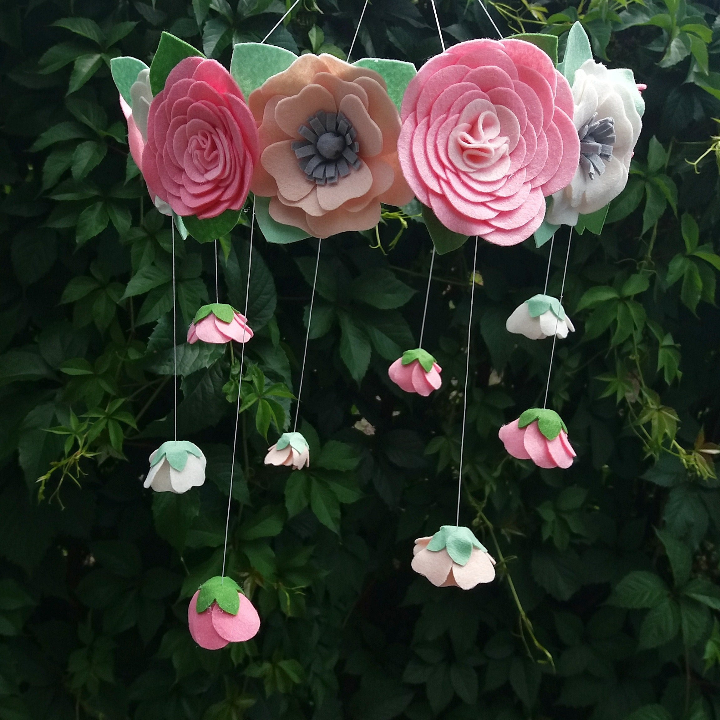 Floral baby mobile girl Flower mobile nursery with blossom Etsy