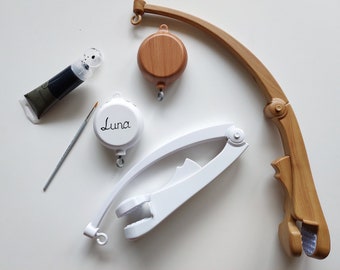 Mobile hanger Crib mobile arm and music box Baby Mobile halterung Wooden color holder Neutral nursery mount Cot mobile bracket attachment