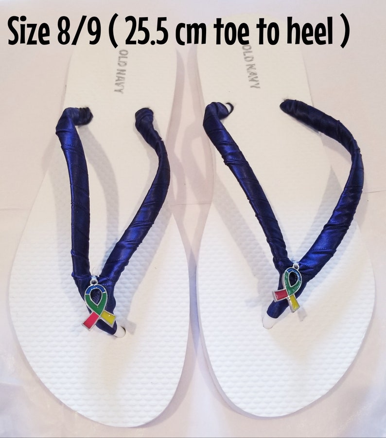 Handcrafted Autism Embellished Flip Flops