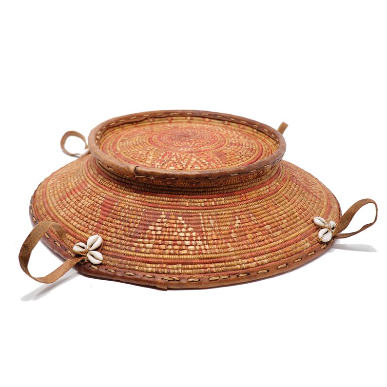 Ethiopian Woven Grass Basket with Shell Decoration Etsy