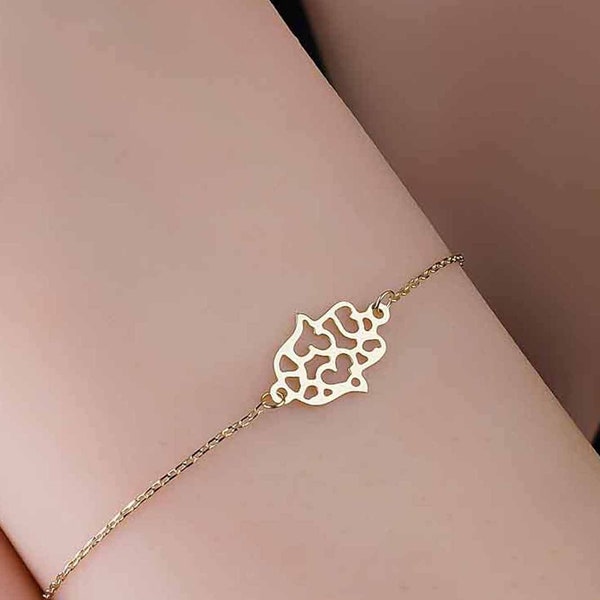 14k Gold Hamsa Hand Protection Chain Bracelet