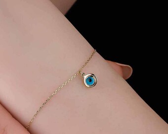 Dangle Eye Bettelarmband aus echtem 14k Gold