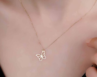 Delicate Gold Butterfly Charm Necklace