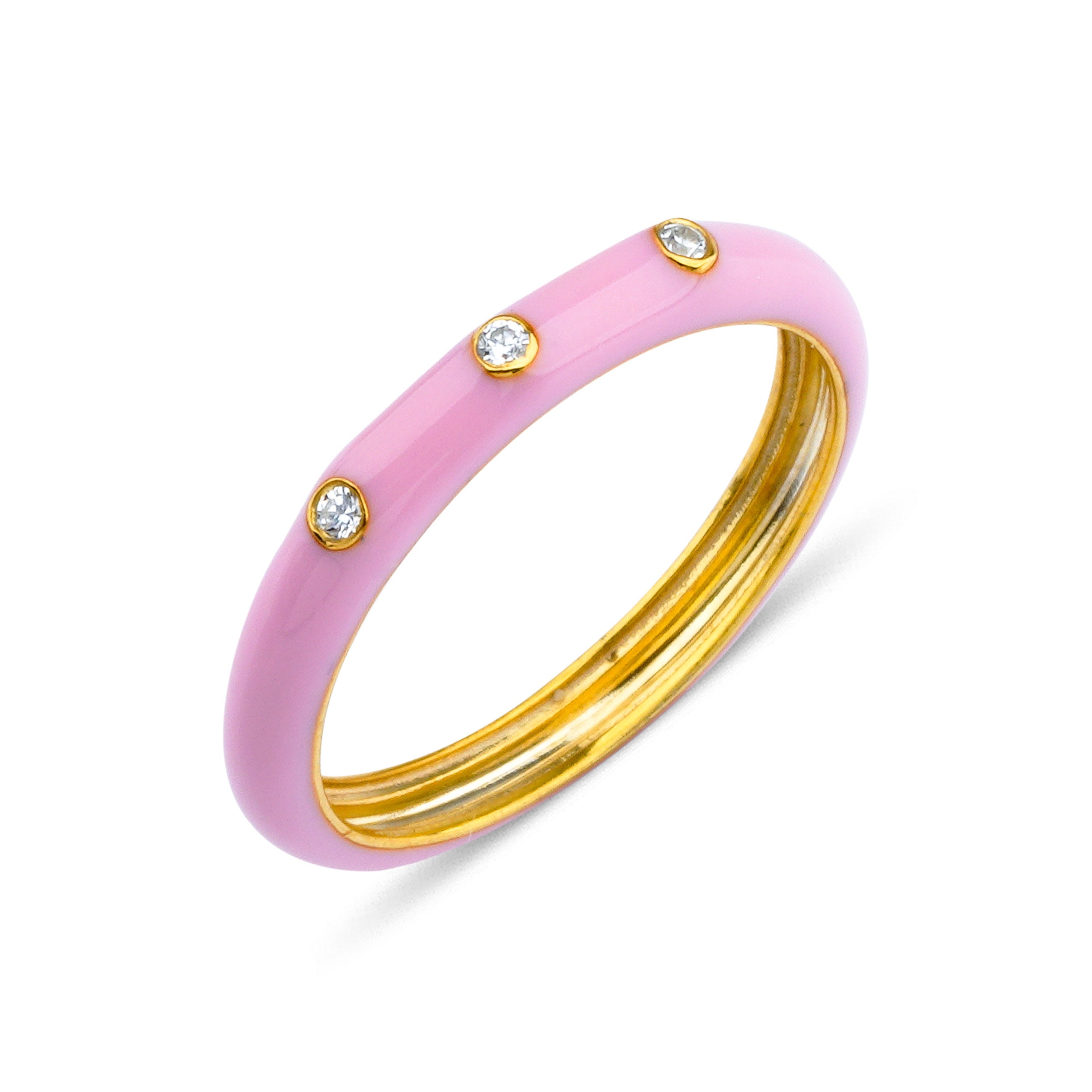 Pink enamel ring deals