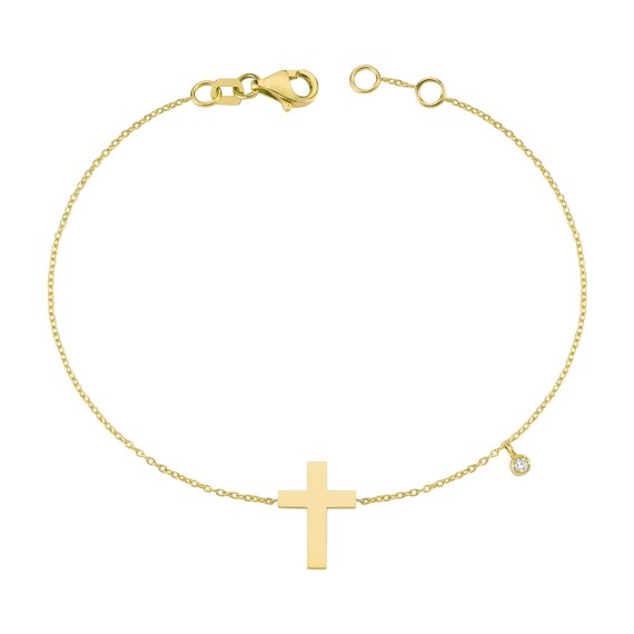 Gold Cross Bracelet Gold Dainty Bracelet 14k Gold Bracelet Etsy