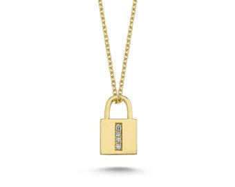 Diamond Letter I Padlock Charm Pendant 