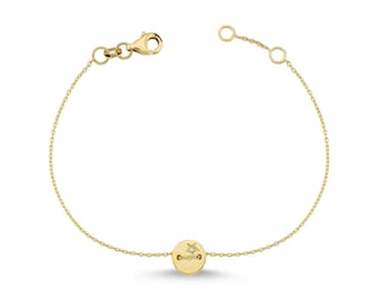 14k Celestial Charm Bracelet with Bezel Diamond