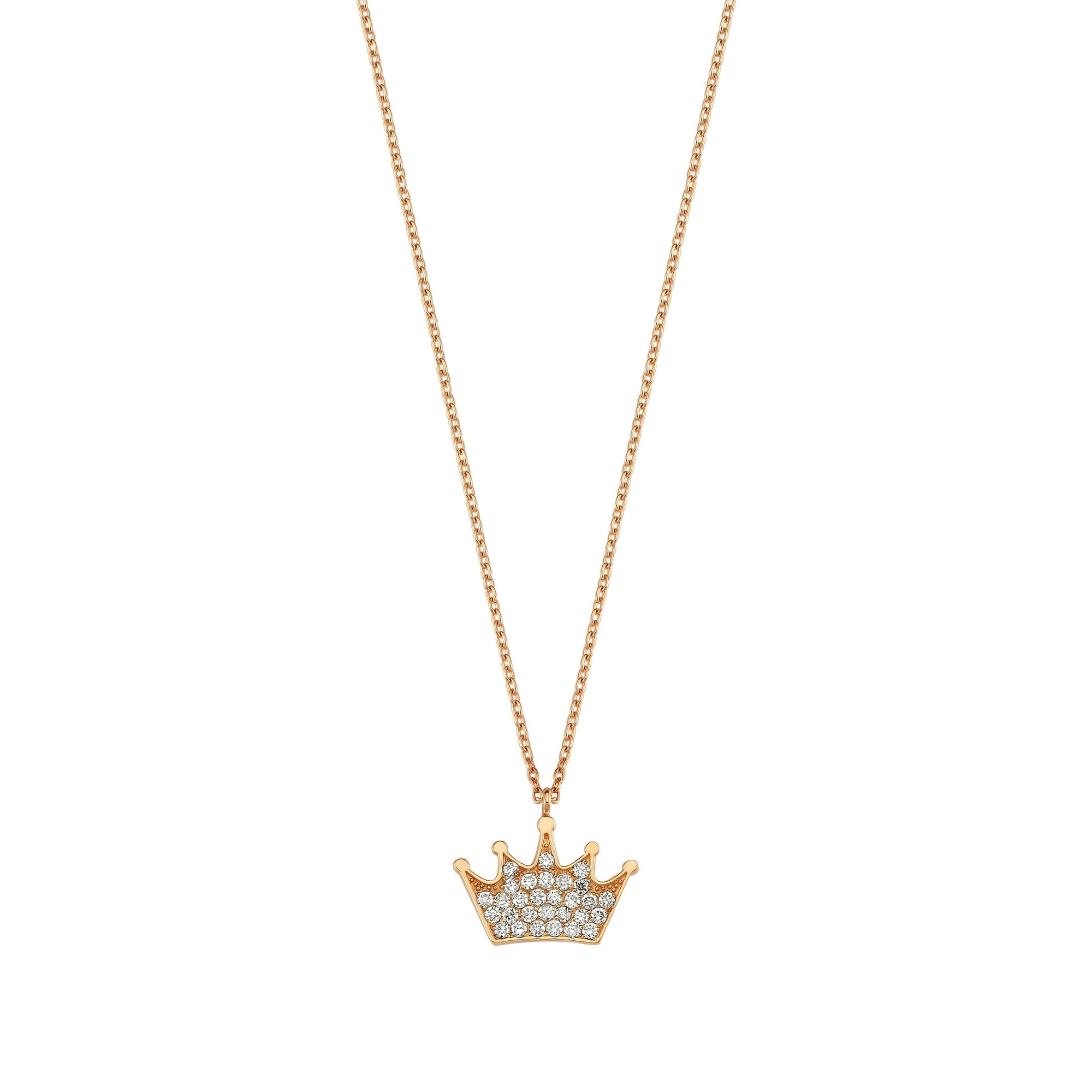 Diamond Crown Charm Pendant Necklace 14k Solid Gold for Women Etsy