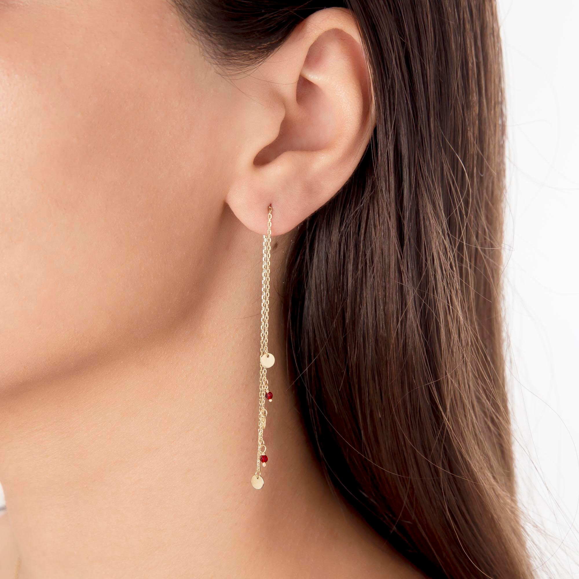 Threader Earrings Gold Long Drop Earrings 14k Gold Etsy