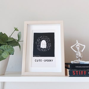 Ghost Art Print Cute And Spooky Halloween Postcard Illustration 4x6