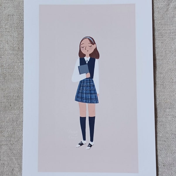 Rory Gilmore Chilton Outfit Character Illustration Art Print 4x6 Flat Card Postcard