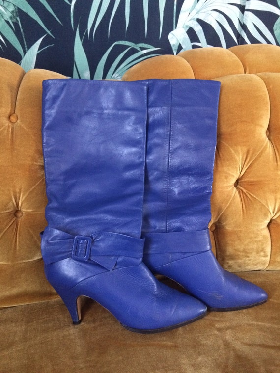 royal blue heel boots