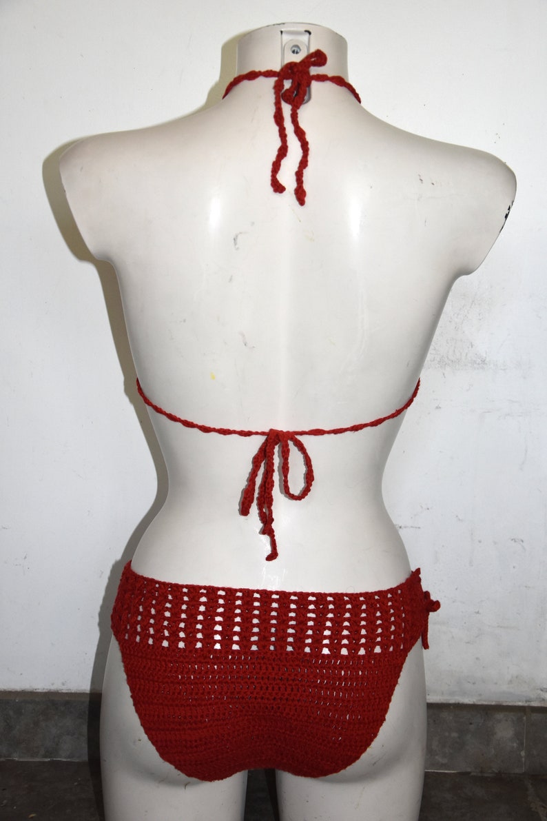 Burgundy crochet bikini set