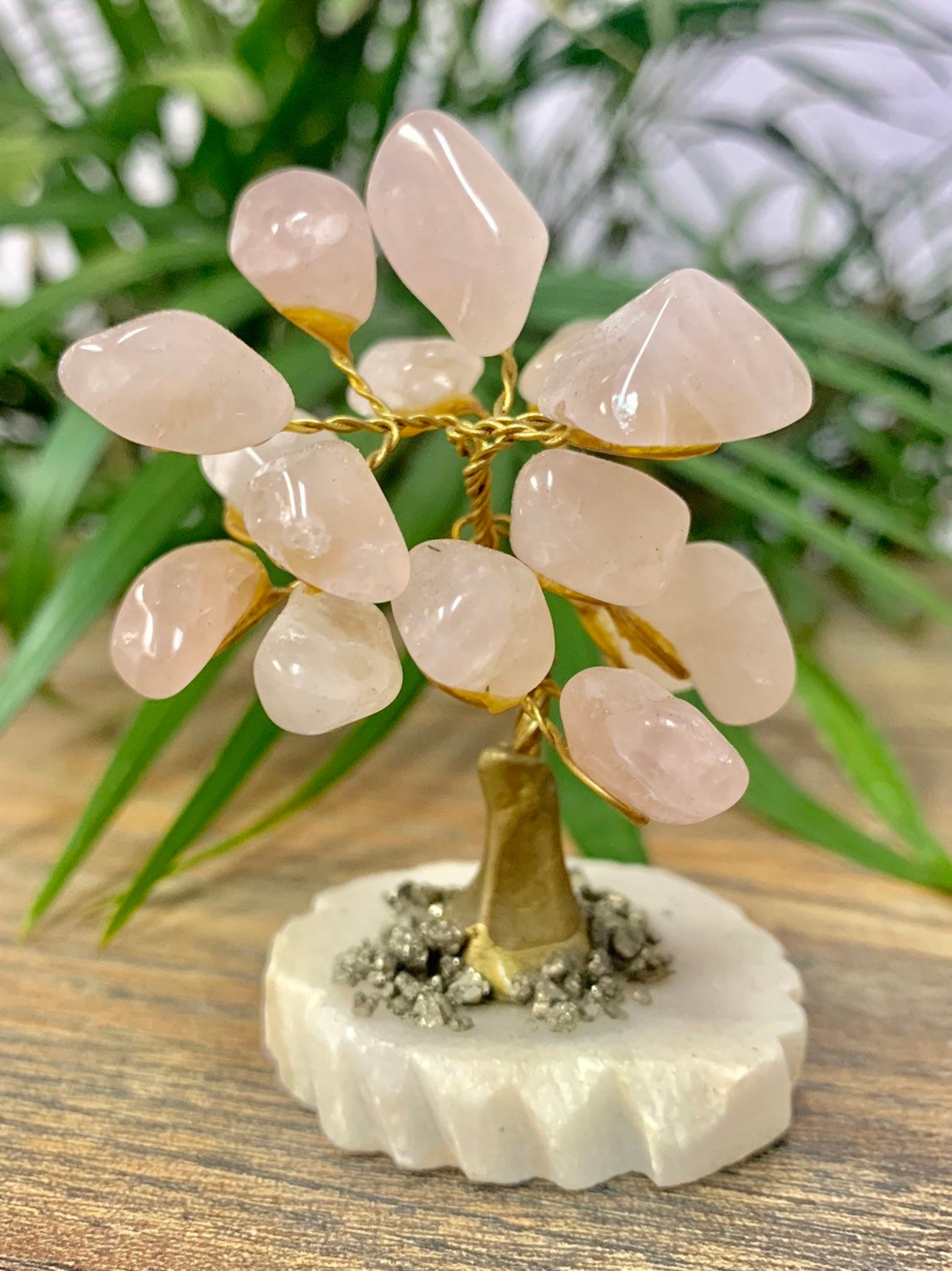 Rose Quartz Gem tree crystal gemstone tree Feng Shui tree home Etsy