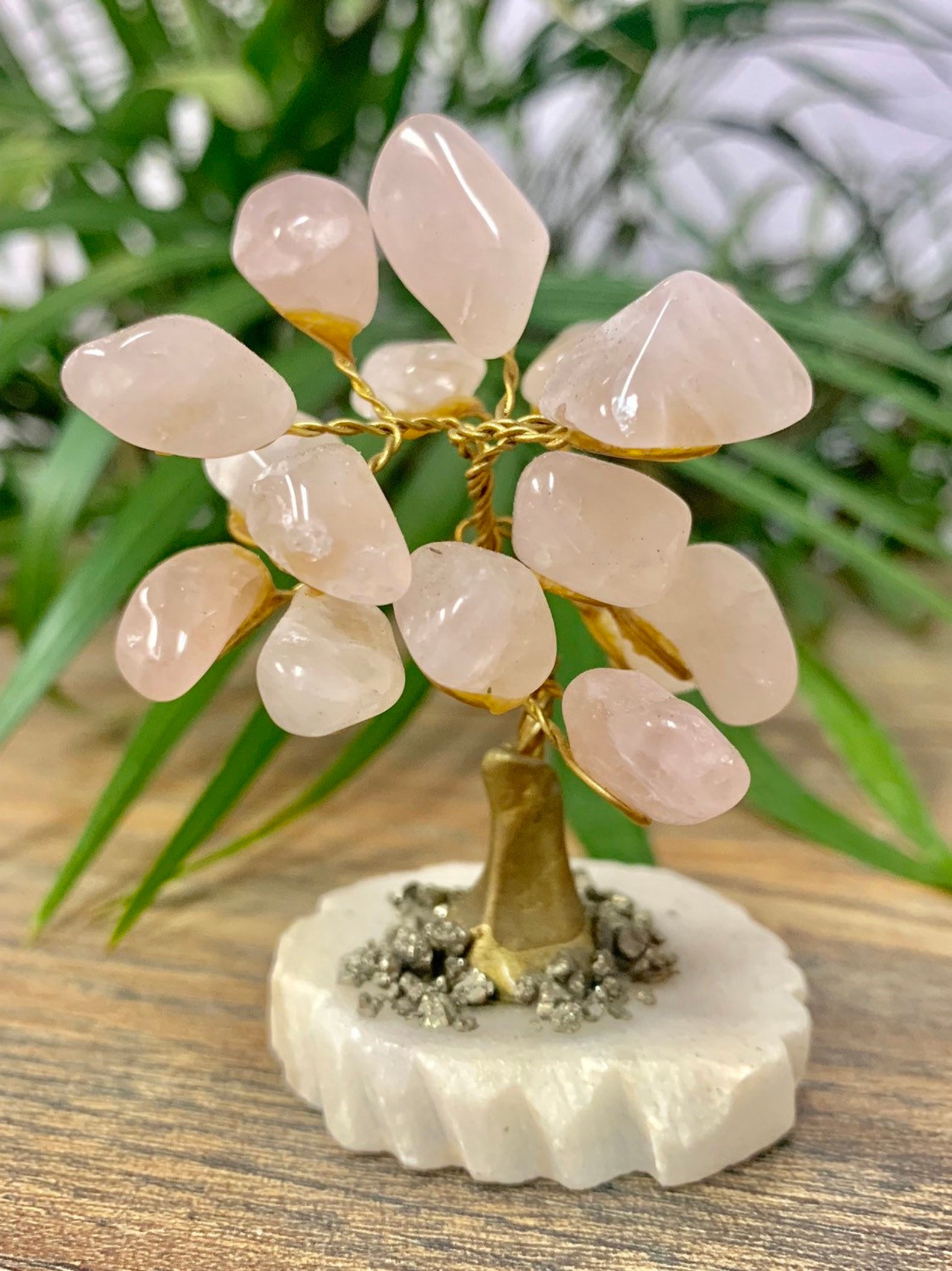 Rose Quartz Gem tree crystal gemstone tree Feng Shui tree home Etsy