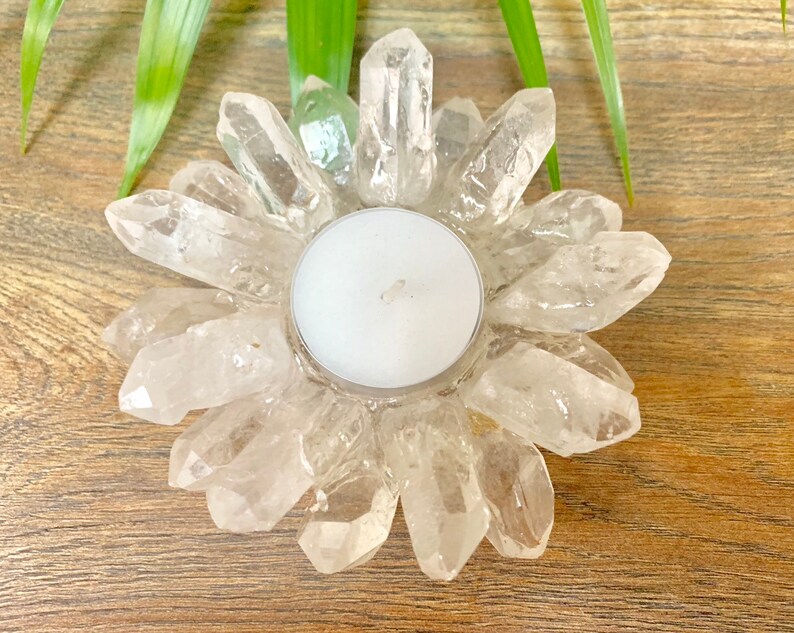 Clear Quartz candle holder gemstone candle holder crystal tea Etsy