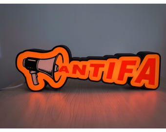 ANTIFA Light Box – Custom LED Sign with Dimmer & USB – Table Lamp