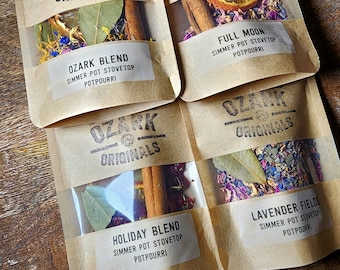 Set regalo di pot-pourri artigianali da fornello: miscele botaniche di lusso per pentole a fuoco lento, per profumazioni ecologiche per la casa