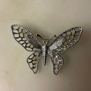 Sarah Coventry Madam Butterfly Brooch, Silver Tone Metal Open Work Butterfly Pin, Retro Jewelry, Butterfly Lover Jewelry, Wedding