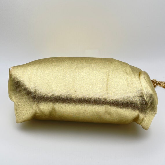 Gold Purse Clutch by Ande, Handbag with Chain Pap… - image 4