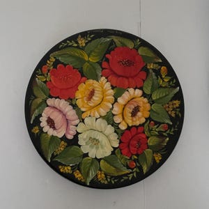 Ukrainian Folk Art Wooden Plate, Wall art, Petrykivka folk art lacquered platter, authentic hand painted Ukrainian art, 10&quot; Round