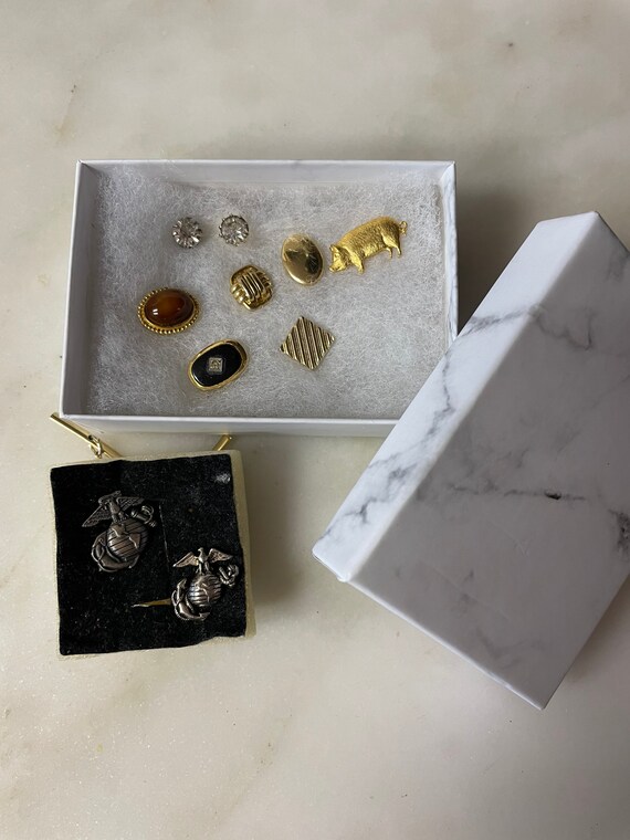 9 Piece Men's Tie Tacks With Chains, Formal Wear, Wed… Gem